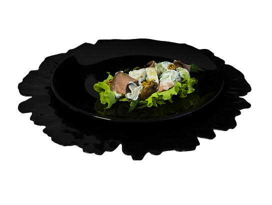 Салат с говядиной, печеным картофелем и шиитаке